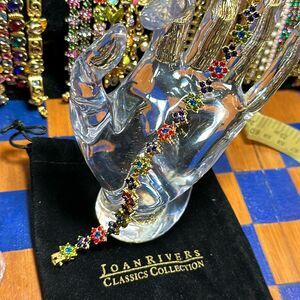 JOAN RIVERS Multicolor Crystal Flower Goldtone Bracelet